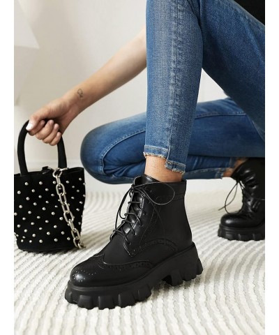 Womens Fashion Lace Up Platform Combat Boot Ankle Boots Goth Punk Work Hiking Ankle Booties Motorcyle Boots 9 Black $21.15 Boots