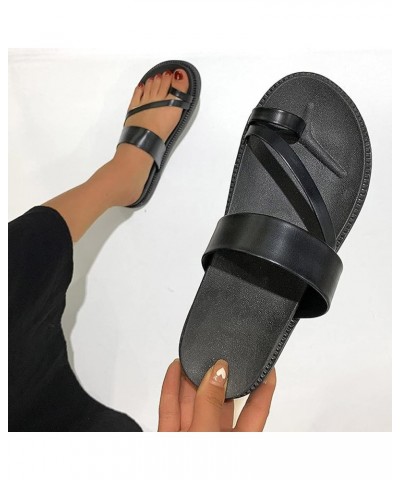 Women's Arch Support Shoes Cover Bottomed Women's Summer Cool Beach Slipper Flat Slippers Women's Slipper (Black, 7.5) 6.5-7 ...