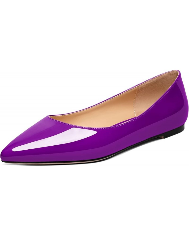 Flats Shoes Women, Pointed Toe Slip On Loafer Flats Shoes Pumps for Office Casual Dressy Comfortable Purple $40.49 Loafers & ...