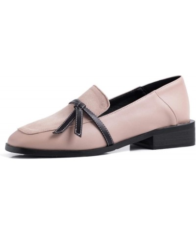 Women's Bow-tie Square Toe Low Heels Slip On Pumps Ladies Comfort Flat Party Solid Color Penny Loafers Apricot $27.44 Loafers...