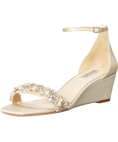 Women's Teasha Wedge Sandal Ivory Satin $29.33 Sandals