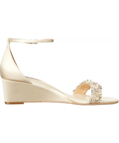 Women's Teasha Wedge Sandal Ivory Satin $29.33 Sandals