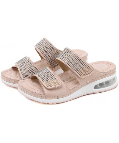 Women's Comfortable Walking Athletic Slide Sandals Slip On Rhinestone Outdoor Casual Summer Beach Wedge Sandal 1 Pink $22.25 ...