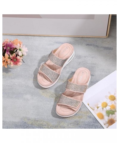 Women's Comfortable Walking Athletic Slide Sandals Slip On Rhinestone Outdoor Casual Summer Beach Wedge Sandal 1 Pink $22.25 ...