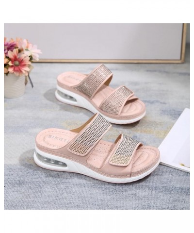 Women's Comfortable Walking Athletic Slide Sandals Slip On Rhinestone Outdoor Casual Summer Beach Wedge Sandal 1 Pink $22.25 ...