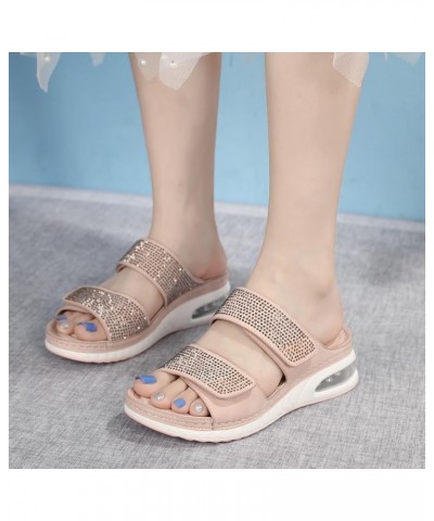 Women's Comfortable Walking Athletic Slide Sandals Slip On Rhinestone Outdoor Casual Summer Beach Wedge Sandal 1 Pink $22.25 ...