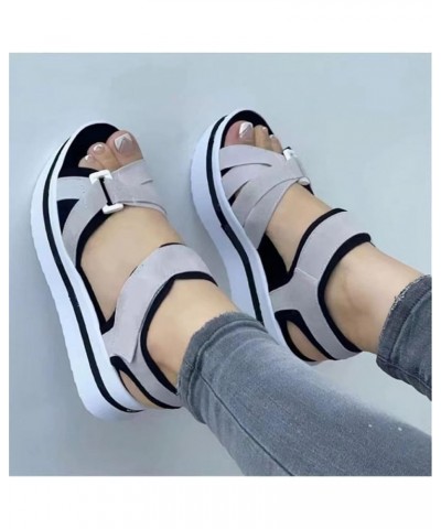 Women's Fashion Sports Sandals Summer Open Toe Hook and Loop Ankle Strap Espadrilles Outdoor Wedge Platform Sandals Casual Wa...