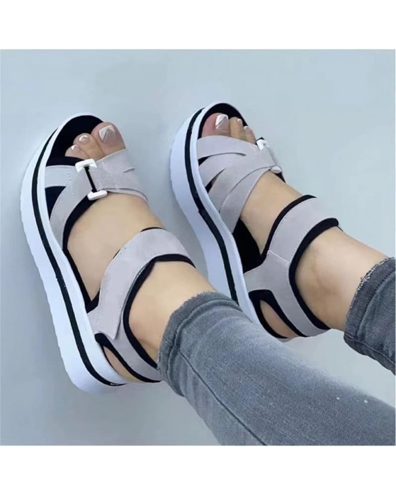 Women's Fashion Sports Sandals Summer Open Toe Hook and Loop Ankle Strap Espadrilles Outdoor Wedge Platform Sandals Casual Wa...