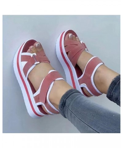 Women's Fashion Sports Sandals Summer Open Toe Hook and Loop Ankle Strap Espadrilles Outdoor Wedge Platform Sandals Casual Wa...