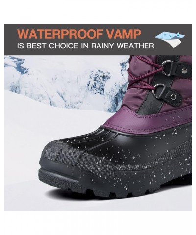 Women's Snow Boots Warm Insulated Faux Fur Lined Waterproof Mid-Calf Winter Boots Purple $28.79 Outdoor Shoes