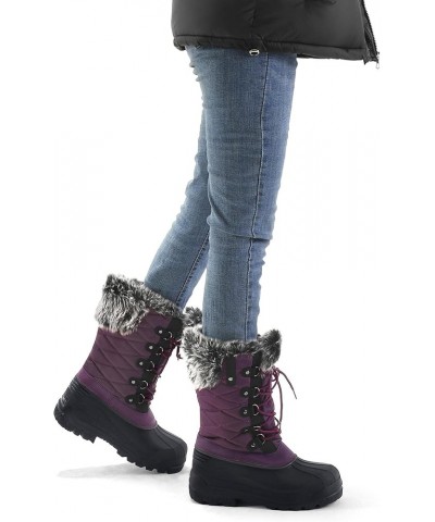 Women's Snow Boots Warm Insulated Faux Fur Lined Waterproof Mid-Calf Winter Boots Purple $28.79 Outdoor Shoes