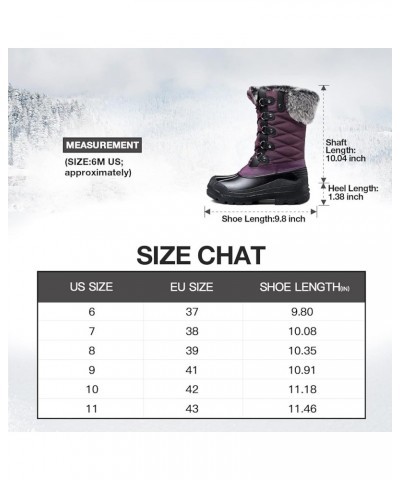 Women's Snow Boots Warm Insulated Faux Fur Lined Waterproof Mid-Calf Winter Boots Purple $28.79 Outdoor Shoes