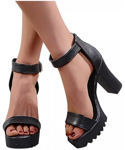 Heeled sandals For Women Ballet Heels Women sandals Flat Heeled sandals sandal For Women sandals Women Fashion Platfo Black-e...