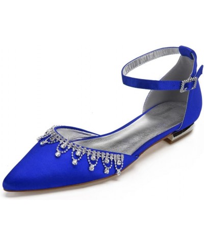 Women Flat Dress Shoes, Satin Pointed Toe Ankle Strap D'Orsay Wedding Flats Shoes 2CM,Blue,8.5 $39.48 Flats