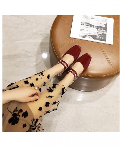 Women Comfort Mid Block Heels Mary Jane with Square Toe Red $21.34 Pumps