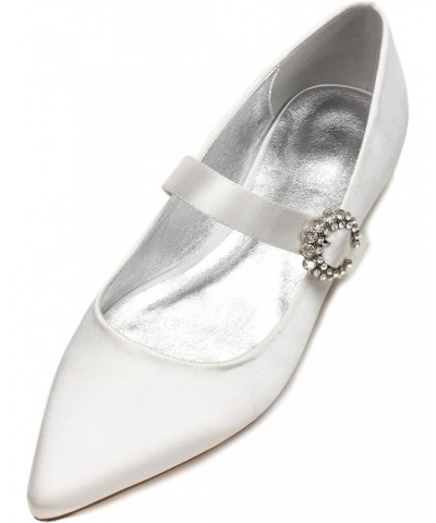 Womens Bridal Wedding Shoes Diamante Satin Slip On Bridesmaid Pumps Ivory White Ballet Flats,Ivory,8 $40.48 Flats