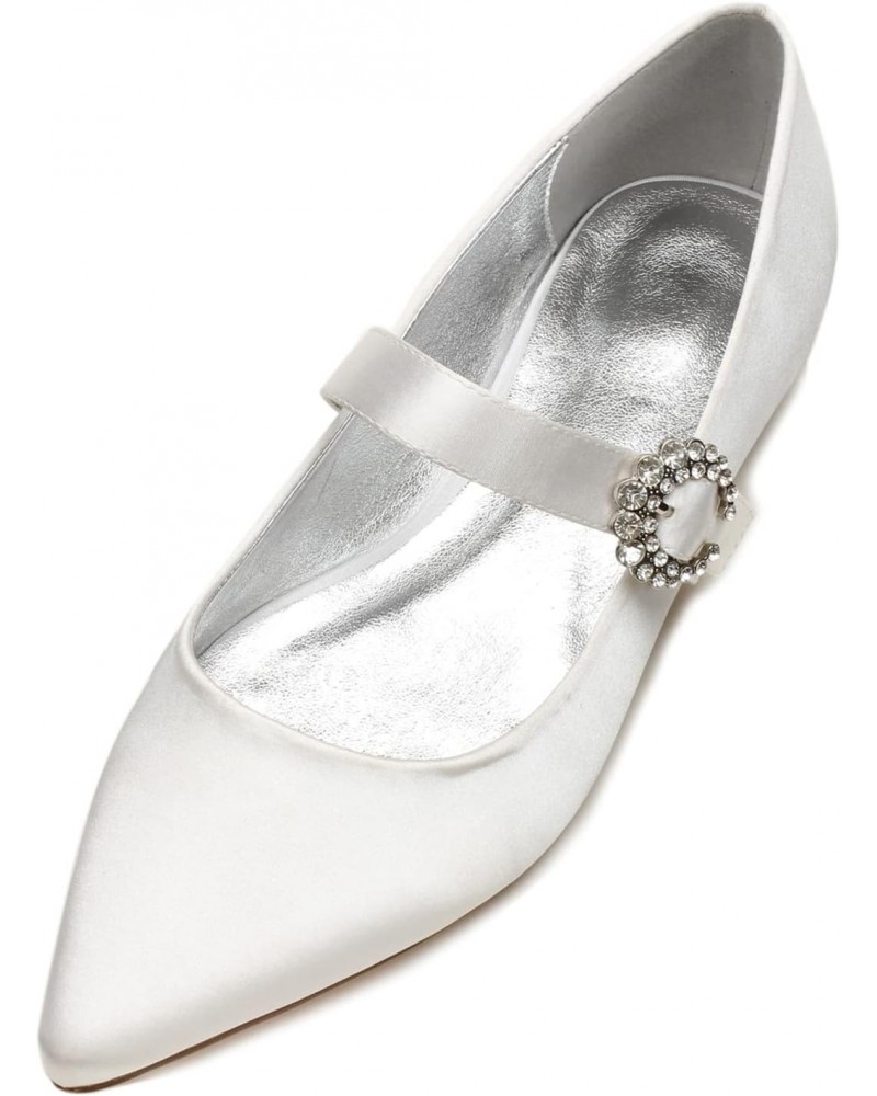 Womens Bridal Wedding Shoes Diamante Satin Slip On Bridesmaid Pumps Ivory White Ballet Flats,Ivory,8 $40.48 Flats