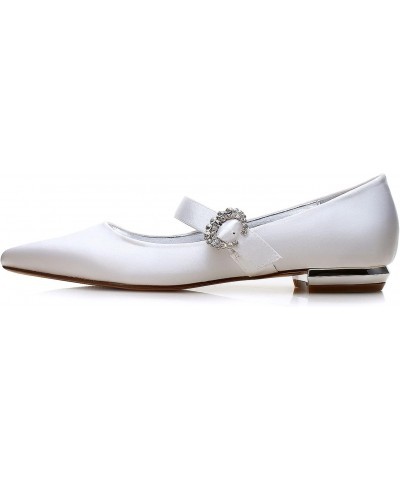 Womens Bridal Wedding Shoes Diamante Satin Slip On Bridesmaid Pumps Ivory White Ballet Flats,Ivory,8 $40.48 Flats