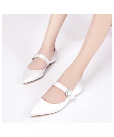 Womens Bridal Wedding Shoes Diamante Satin Slip On Bridesmaid Pumps Ivory White Ballet Flats,Ivory,8 $40.48 Flats