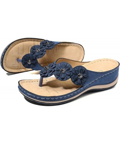 Sandals Women Comfortable Walking Wedge Sandals for Women Dressy Summer Flip Flops Flat Shoes with Arch Support Blue 7.5 $14....