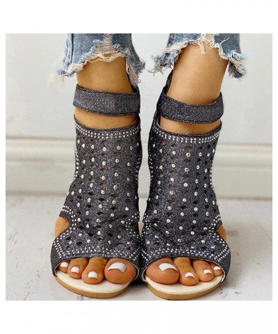 Pan Sandals Breathable Women Spring Wedges And Toe Zipper Rhinestones Summer Casual Shoes Sandals for Women Memory Foam Sanda...