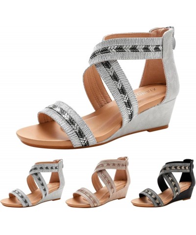 Sandals for Women Fashion Peep Toe Causal Shoes Hollow Out Wedges Sandals sandals women dressy summer Z 12-gold $19.54 Sandals