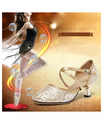 Mid Heel Dance Shoes Women's Ballroom Tango Latin Salsa Dancing Shoes Sequins Shoes Social Dance Shoe Z 22-gold $20.24 Athlet...