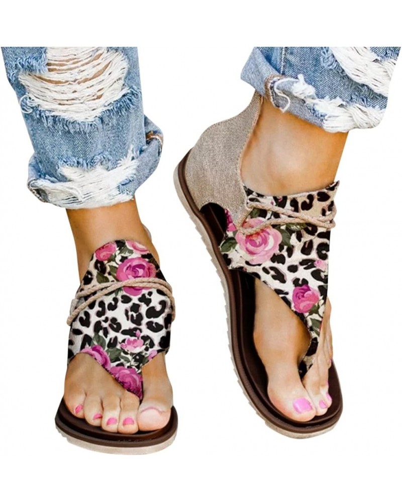 Women'S Roman Printed Sandals Clip Toe, Retro Flat Sandals Summer Dressy Open Toe Sandals High Top Comfortable Floral Sandals...