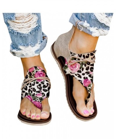 Women'S Roman Printed Sandals Clip Toe, Retro Flat Sandals Summer Dressy Open Toe Sandals High Top Comfortable Floral Sandals...