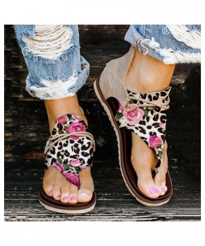 Women'S Roman Printed Sandals Clip Toe, Retro Flat Sandals Summer Dressy Open Toe Sandals High Top Comfortable Floral Sandals...