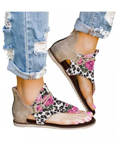 Women'S Roman Printed Sandals Clip Toe, Retro Flat Sandals Summer Dressy Open Toe Sandals High Top Comfortable Floral Sandals...