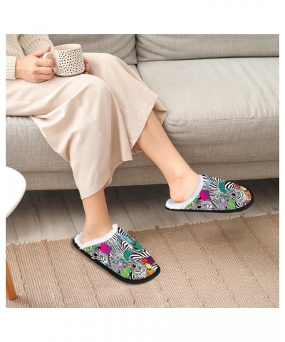 Slippers for Women Men Indoor and Outdoor Memory Foam Cozy Fuzzy House Slippers Soft Winter Warm Plush Bedroom Shoes Zebras P...