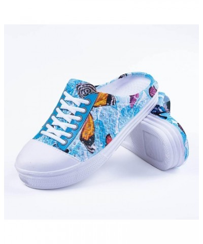 Women's Summer Sandals Beach Shoes Slippers Butterfly Print Shoes Womens Flat Blue $6.06 Oxfords