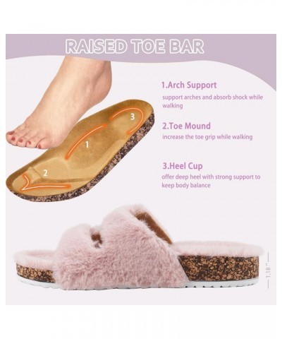 Womens Slippers Open Toe Fuzzy Lining Sandals with Arch Support, Adjustable Buckle Outdoor Slipper Pink $12.74 Slippers