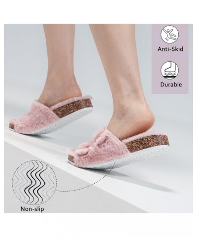 Womens Slippers Open Toe Fuzzy Lining Sandals with Arch Support, Adjustable Buckle Outdoor Slipper Pink $12.74 Slippers