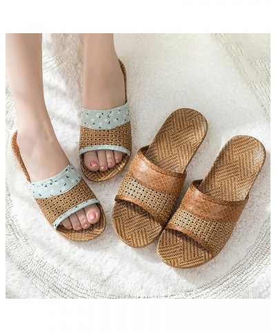 Ladies Solid Sandals Summer Subgrass Couple Sandal Women's Home Interior Anti Slip Thick Sole Floor Linen Wspc-coffee $10.98 ...