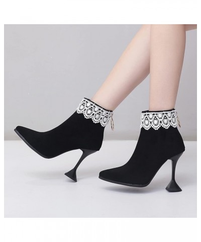 Elegant High Heel Ankle Boots with Pointed Toe for Women Black $32.42 Boots