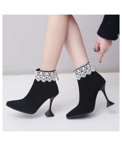 Elegant High Heel Ankle Boots with Pointed Toe for Women Black $32.42 Boots