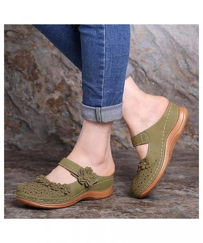 Sandals for Women Ladies Girls Comfortable Hollow Out Round Toe Wedges Slippers Women Red Flat Sandals (Red, 8) 6.5 Green $21...