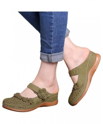 Sandals for Women Ladies Girls Comfortable Hollow Out Round Toe Wedges Slippers Women Red Flat Sandals (Red, 8) 6.5 Green $21...