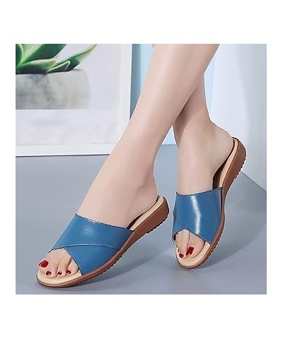 Women's Breathable Open Toe Slippers Women Shoes Fashion Wedge Thick Soled Slippers Casual Outerwear (Beige, 8.5) 8 Blue $18....