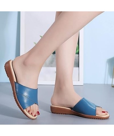 Women's Breathable Open Toe Slippers Women Shoes Fashion Wedge Thick Soled Slippers Casual Outerwear (Beige, 8.5) 8 Blue $18....