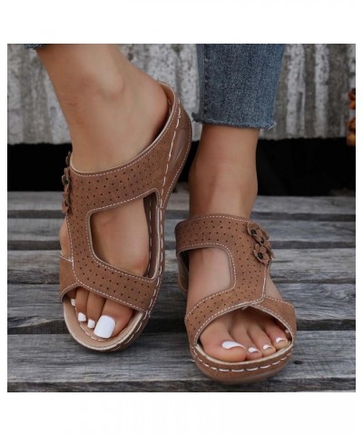 Black Sandals Women, Sandals Women Comfortable Casual Breathable Wedge Sandals Open Toe Slip On Sandal Shoes Brown $15.83 Out...