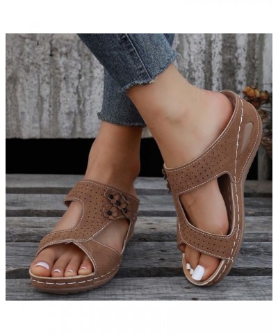 Black Sandals Women, Sandals Women Comfortable Casual Breathable Wedge Sandals Open Toe Slip On Sandal Shoes Brown $15.83 Out...