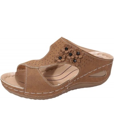 Black Sandals Women, Sandals Women Comfortable Casual Breathable Wedge Sandals Open Toe Slip On Sandal Shoes Brown $15.83 Out...