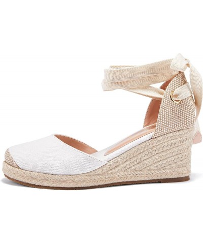 Womens Platform Espadrille Sandals Lace Up Closed Toe Summer Wedge Sandals 2-beige $22.54 Sandals