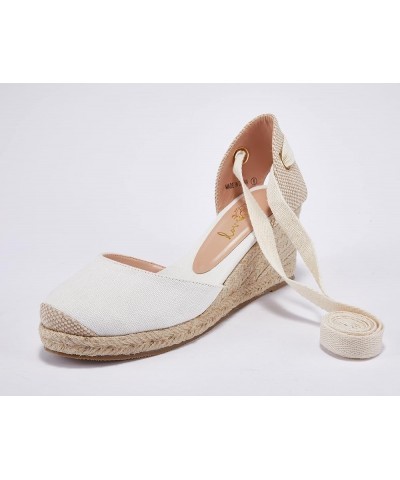 Womens Platform Espadrille Sandals Lace Up Closed Toe Summer Wedge Sandals 2-beige $22.54 Sandals