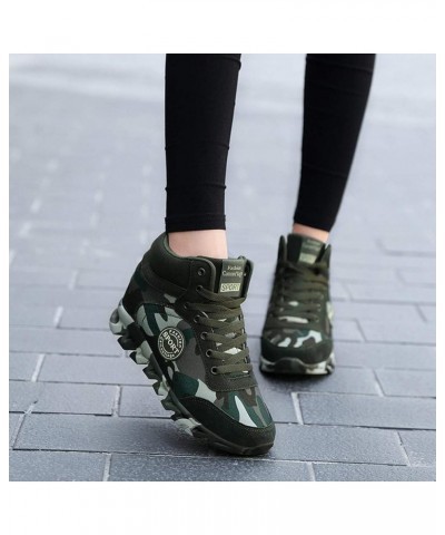 Women Outdoor Sneakers Shoes Casual Camouflage Slip On Shoes Thick-Soled Lace-Up Running Walking Shoes Sneaker Daily A1-camou...