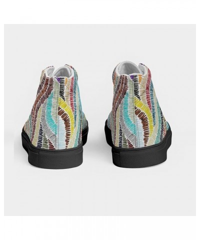 Women's High Top Canvas Sneakers Classic Lace-Up Walking Shoes Fashion Sneakers with Wavy Bohemian Print Blue $30.67 Fashion ...