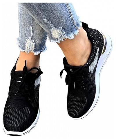 slip on sneakers, Womens Wedge Trainer Sneakers Breathable Mesh Outdoor Fitness Running Sport Shoes Black $19.16 Fashion Snea...